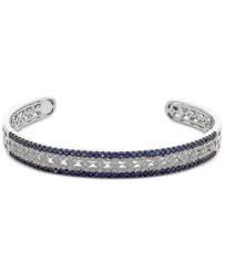 Macy's Sapphire (1-3/4 ct. t.w.) & Diamond (1/10 ct. t.w.) Bangle Bracelet in Sterling Silver (Also Available in Ruby & Emerald) - Macy's