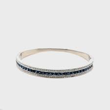 18K White Gold Sapphire Diamond Bangle – Jae's Jewelers