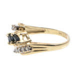 Diamond and Sapphire Bypass Ring in 14 Karat Gold | Grandview Mercantile
