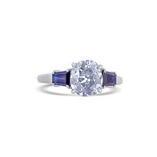 Old Mine Cut Diamond Ring with Sapphires | Burdeen's Jewelry