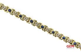 Salavetti Natural Sapphire & Diamond Pave Link 18K 750 ...