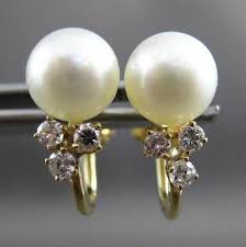ANTIQUE .30CT DIAMOND & PEARL 14KT YELLOW GOLD SCREW BACK ...