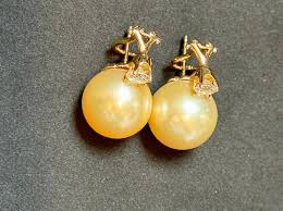 15 mm Round Golden South Sea Pearl and 1 Ct Diamond Cocktail ...