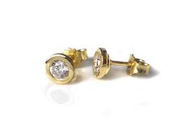 Diamond Earrings Studs in Yellow Gold 585/000 With 2x 0.27 W Si1 Diamonds - Etsy