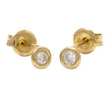 Gold Bezel Diamond Earring - Fine Jewelry