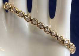 10K Yellow Gold Diamond Bracelet 8.9g Fine Jewelry 7" Round ...