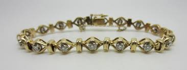 Vintage Ladies Solid 14K Yellow Gold Natural Diamond Link ...
