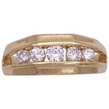 Mens Diamond Band Ring 1.05 Carat TW Five Stone Geometric ...