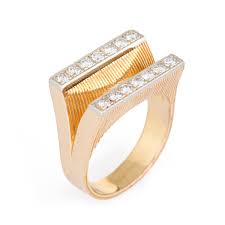 Vintage Diamond Double Bar Ring Estate 14k Yellow Gold Bridge Fine Jew– Sophie Jane