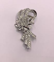 Vintage Silver Tone Clear Rhinestone Bouquet Elegant Brooch ...