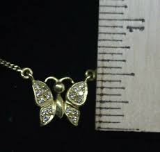 14K Yellow Gold 16 inch Diamond Butterfly Necklace 4.6g | eBay