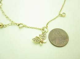 Sterling Silver Gold Tone Clear CZ Butterfly Charm Chain ...