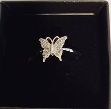 Womens 14K White Gold Over Sterling Silver Diamonds Size 7 ...