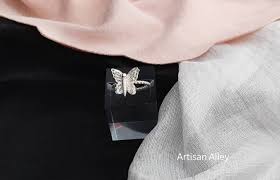 Butterfly Silver 925 Filigree Ring, Not Adjustable, Skinny ...