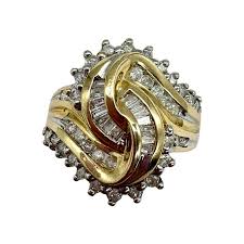 10K Yellow Gold 1/2CTW Diamond Channel Bypass Ring