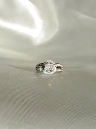 18K White Gold Natural Baguette & Round Diamond Flower ...