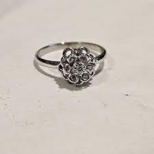 Elegant 10k White Gold Flower Diamond Ring – Vintage Style ...