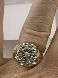 14k Men's 90 Point Diamond Cluster Ring In Yellow Gold Size ...