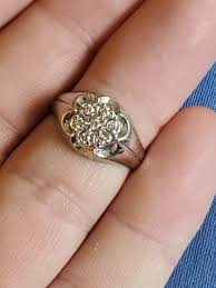 10k Solid White Gold .25 Carat Diamond Floral Flower ...