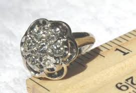 Vintage Diamond Ring 14K 1 Carat Cluster Round Size 3 ...