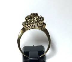 VINTAGE 14K YELLOW GOLD DIAMOND UNIQUE CLUSTER RING SPIRAL ...