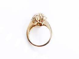 1980s Navette Diamond Cluster Yellow Gold Ring – Ben Moses ...