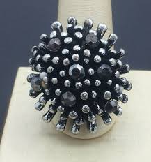 Vintage Black Rhinestone Ring Size 7.5 Adjustable | eBay