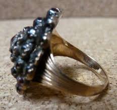 10K Bohemian GARNET Ring with Stones Set in Gold Over ...