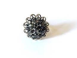 Vintage 60s Black Star Sapphire Ring 18k Gold Princess Harem ...