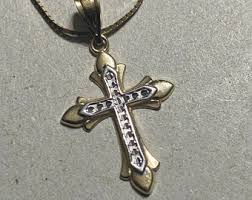 14K Gold Chain 14K Yellow Gold Necklace With Cross Pendant Estate Jewelry From Charmhuntress X209 - Etsy