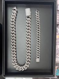 925 sterling silver mossnaiate stone combo watch Cuban ...