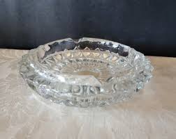 Vintage Heavy Crystal Clear Ashtray, Thick Glass Ashtray ...