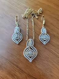 BR KRN Gold Tone Gemstone 20" Necklace and Earrings Set ...