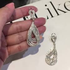 Swirl Brilliance 18K White Gold Vermeil Pave Drop Illusions ...