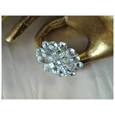 DAZZLING Large Flower Design Glass Brooch,Clear Diamond ...