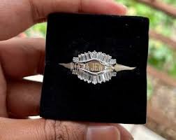 0.82ct Baguette Cut White Diamond Enhancer Ring Guard ...