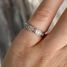 14K WHITE GOLD ROUND & BAGUETTE CUT DIAMONDS HALF ETERNITY ...