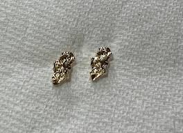 New 14k Yellow Gold 3D Nugget Earrings - Etsy