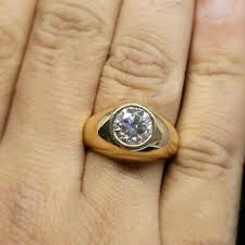 2.00CT Solitaire Moissanite Men's Pinky Wedding Ring Band ...