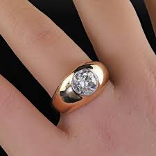 Vintage Retro 14k Yellow Gold Old Cut Diamond Flush Set ...