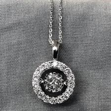 14 k White Gold Floating Diamond Halo Necklace - Great Lakes Boutique