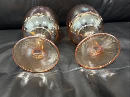 Vintage Marigold Carnival Glass Iridescent Goblet 4 Pointed ...