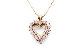 10 Karat Yellow Gold Diamond Heart Estate Necklace - Etsy