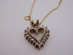 Diamond Heart Pendant .53 Carats 18" Chain Yellow Gold 14K ...