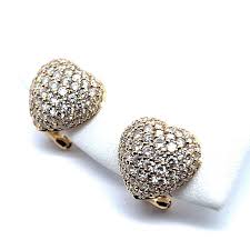 Heart Shaped Diamond Pavé Earrings in 18 Karat Yellow Gold ...