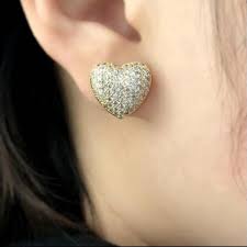 Chic Heart Shaped Zircon Adorned Stud Earrings – Boots N ...