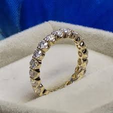 14k Yellow Gold Moissanite Wedding Band 3MM Round Cut ...