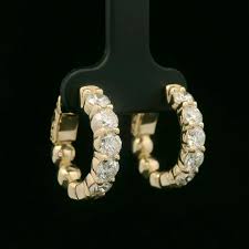 New 14k Yellow Gold 2.19ctw 10 Large Diamond Classic Hoop ...