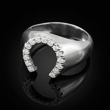 Sterling Silver Lucky Horseshoe CZ Midsize Ring