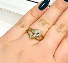 Vintage Retro 14k Gold Letter “P” Initial Ring Set With ...